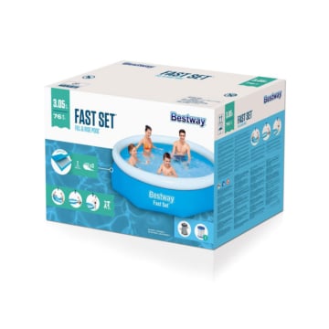 Verkaufsverpackung des Bestway Fast Set Pool 305×76 cm inkl. Pumpe