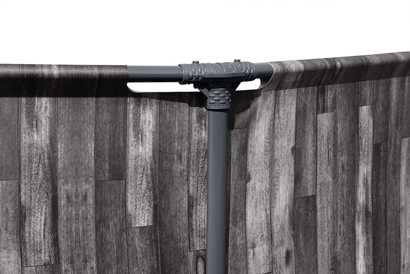 T-Verbindungsstücke des Bestway Steel Pro Max 427x107 mit eingehängter Poolfolie