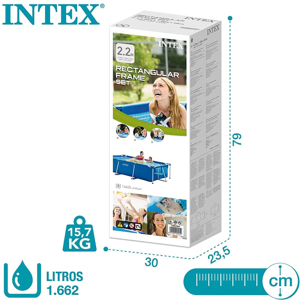 Verkaufsverpackung des Intex Rectangular Frame Pool 28270 - 220x150x60 cm