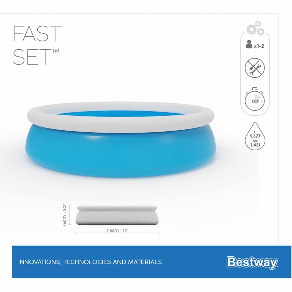 Bestway Fast Set™ Pool, 366 x 76 cm, ohne Pumpe, rund, blau