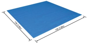 Maße der Flowclear™ quadratische Bodenplane, 396 x 396 cm, für Aufstellpools bis Ø 366 cm, blau