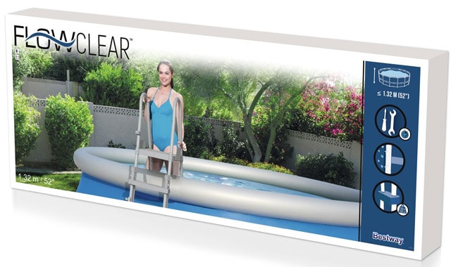 Verkaufsverpackung der Flowclear™ Sicherheitsleiter / Poolleiter 132 cm