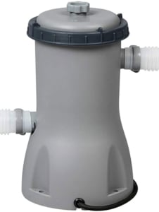 Filterpumpe des Bestway Power Steel Framepool Komplett-Set, rund, mit Filterpumpe, Sicherheitsleiter & Abdeckplane 427 x 122 cm