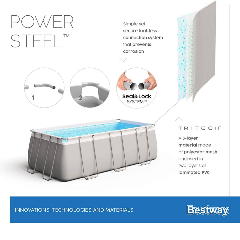 Material des Bestway Power Steel Pool 56456 412x201x122cm Set