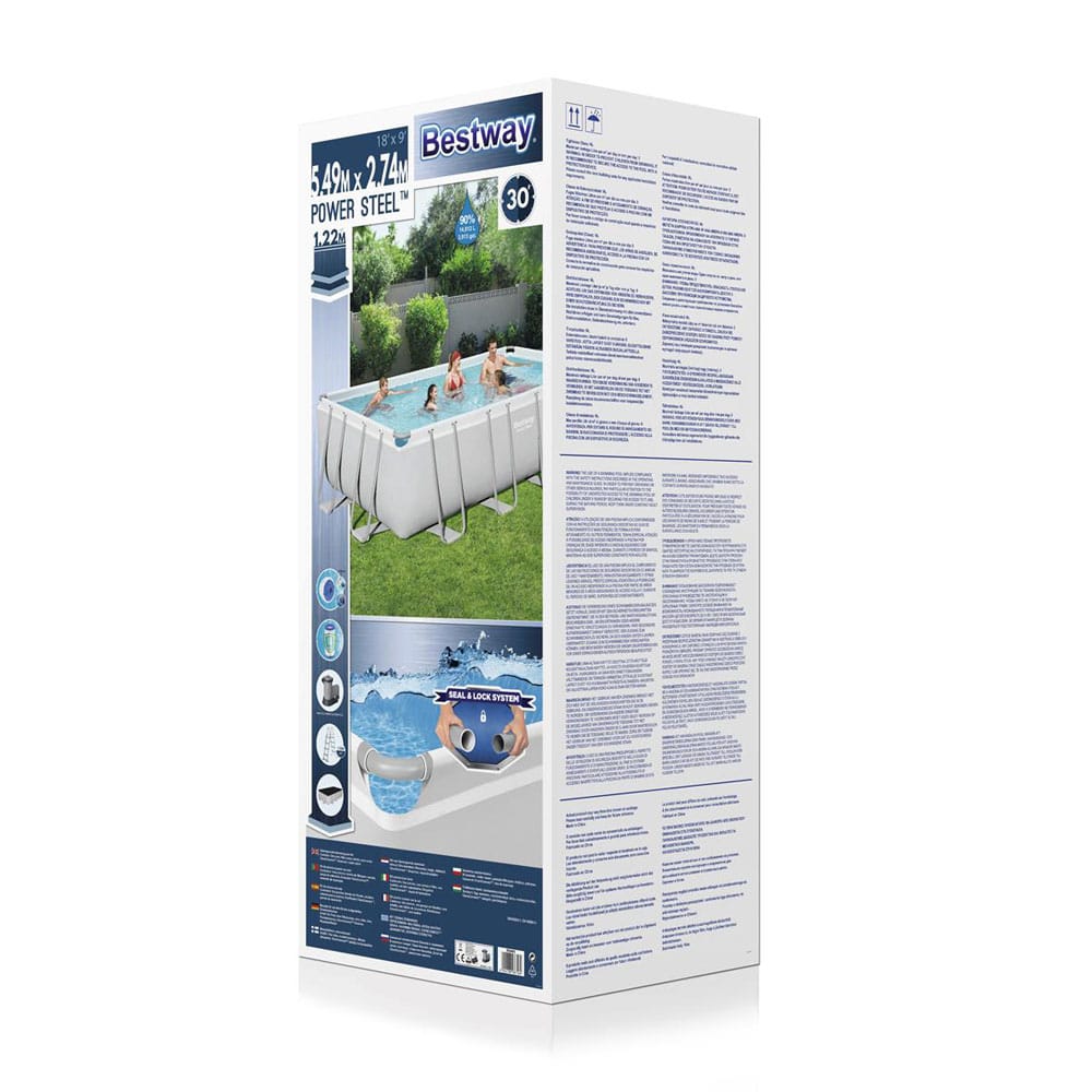 Verkaufsverpackung des Bestway Power Steel Pool 56465 549x274x122cm Set