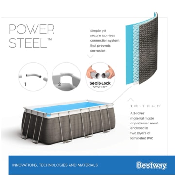 Materialbeschaffenheit des Bestway Power Steel Pool Rattanoptik 488x244x122cm Set