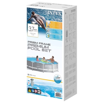 Verkaufsverpackung des Intex Prism Frame Pool 26712 - 366x76cm inkl. Pumpe