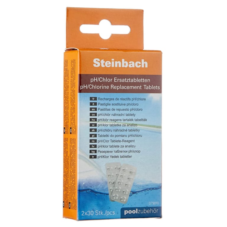 Verkaufsverpackung der Steinbach 079010 Ersatztabletten für Wassertester pH/Chlor