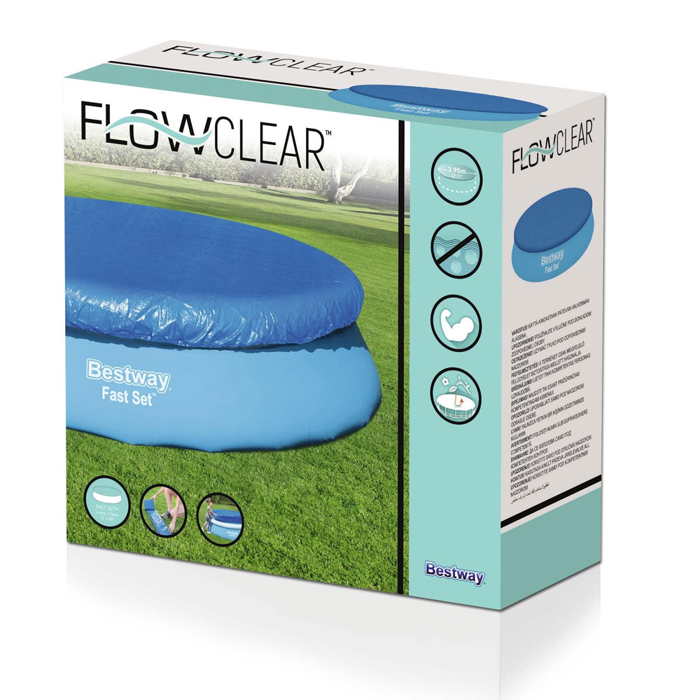 Verkaufsverpackung des Flowclear™ PE-Abdeckplane für 366 cm Fast Set™ Pools