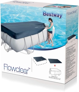 Verkaufsverpackung des Flowclear™ PVC-Abdeckplane, 396 x 185 cm, für eckige 412 x 201 und 404 x 201 cm Power Steel™ Pool
