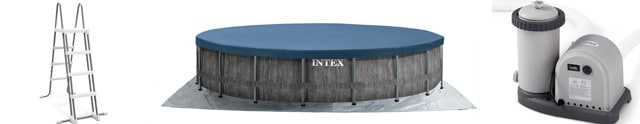 Intex Frame Pool 26744 – 549x122cm Greywood Set inkl. Pumpe