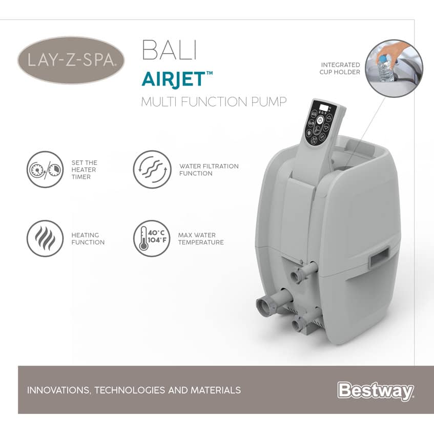 Filterpumpe mit Soft-Touch-Panel beim Bestway LAY-Z-SPA Bali AirJet Whirlpool