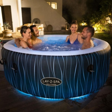 Menschen entspannen sich im Bestway® LAY-Z-SPA® LED-Whirlpool Hollywood AirJet™ Ø 196 x 66 cm, rund