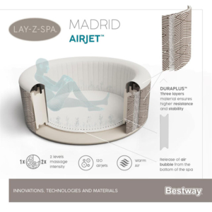 Aufbau des Bestway® LAY-Z-SPA® WLAN-Whirlpool Madrid AirJet™ Ø 180 x 66 cm, rund