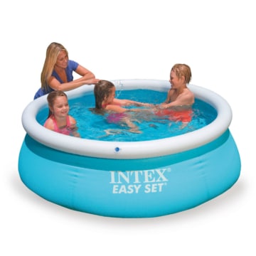 Kinder spielen im Intex Easy Set Pools - Kinder Planschbecken mit Luftring - Ø 183 x 51 cm