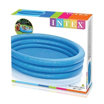 Verkaufsverpackung des Intex Kinderpool 3 Ring Pool Crystal Blue Blau Ø 147 cm