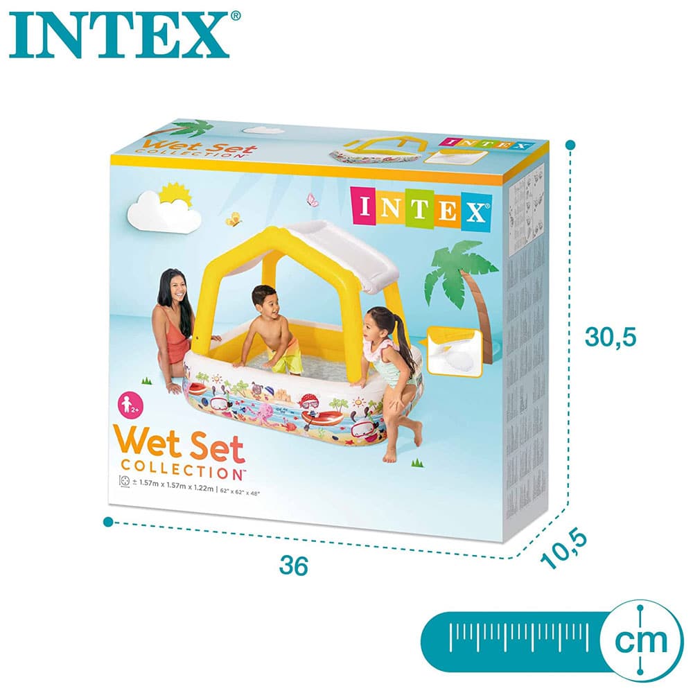 Verkaufsverpackung des Intex Sonnenschirm Aquarium Pool - Kinder Planschbecken Sun Shade Pool