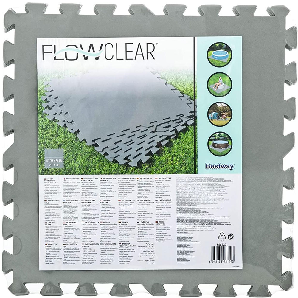 Verkaufsverpackung der Bestway Flowclear Pool-Bodenschutzfliesen