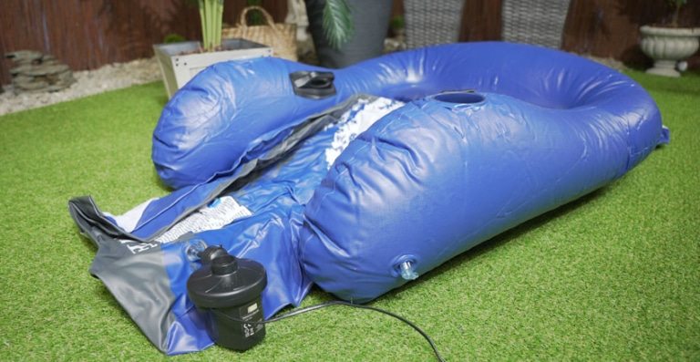 LED Luftmatratze Pool 120x120cm - Aufblasbarer Poolsessel Mit Getränkehaltern