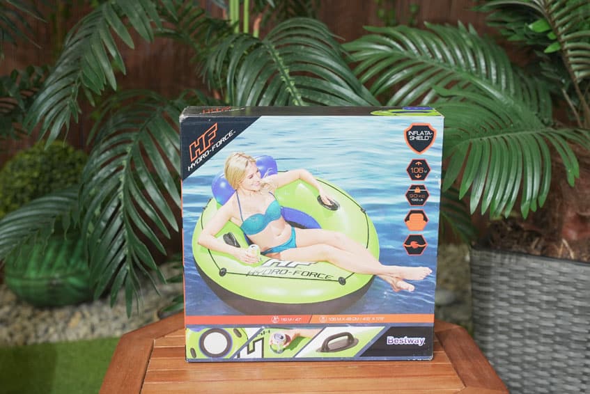 Verkaufsverpackung des Schwimmring für Erwachsene Hydro Force von Bestway