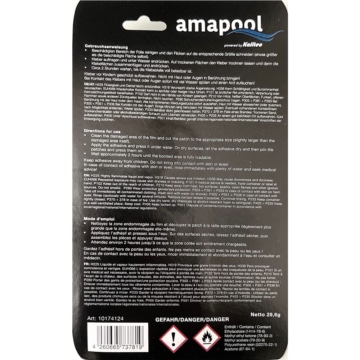 Rückseite der Verkaufsverpackung Amapool Reperaturflicken Set