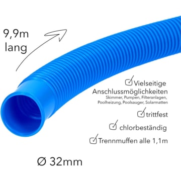 Länge und Durchmesser des Poolschlauch blau von Amapool