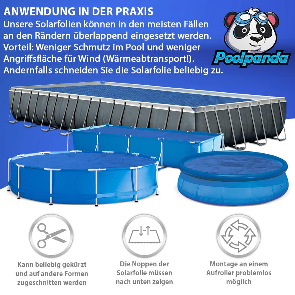 Poolpanda Elite Solarplane 457 cm | 400 µm schwarz/blau | 15mm Luftblasen