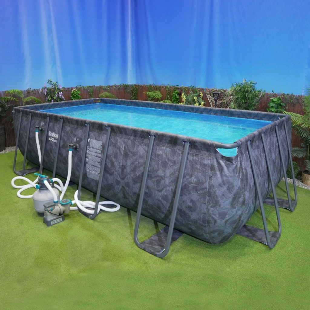 Bestway 549x274x132 cm APX 365 Frame Pool aufgebaut mit Sandfilteranlage